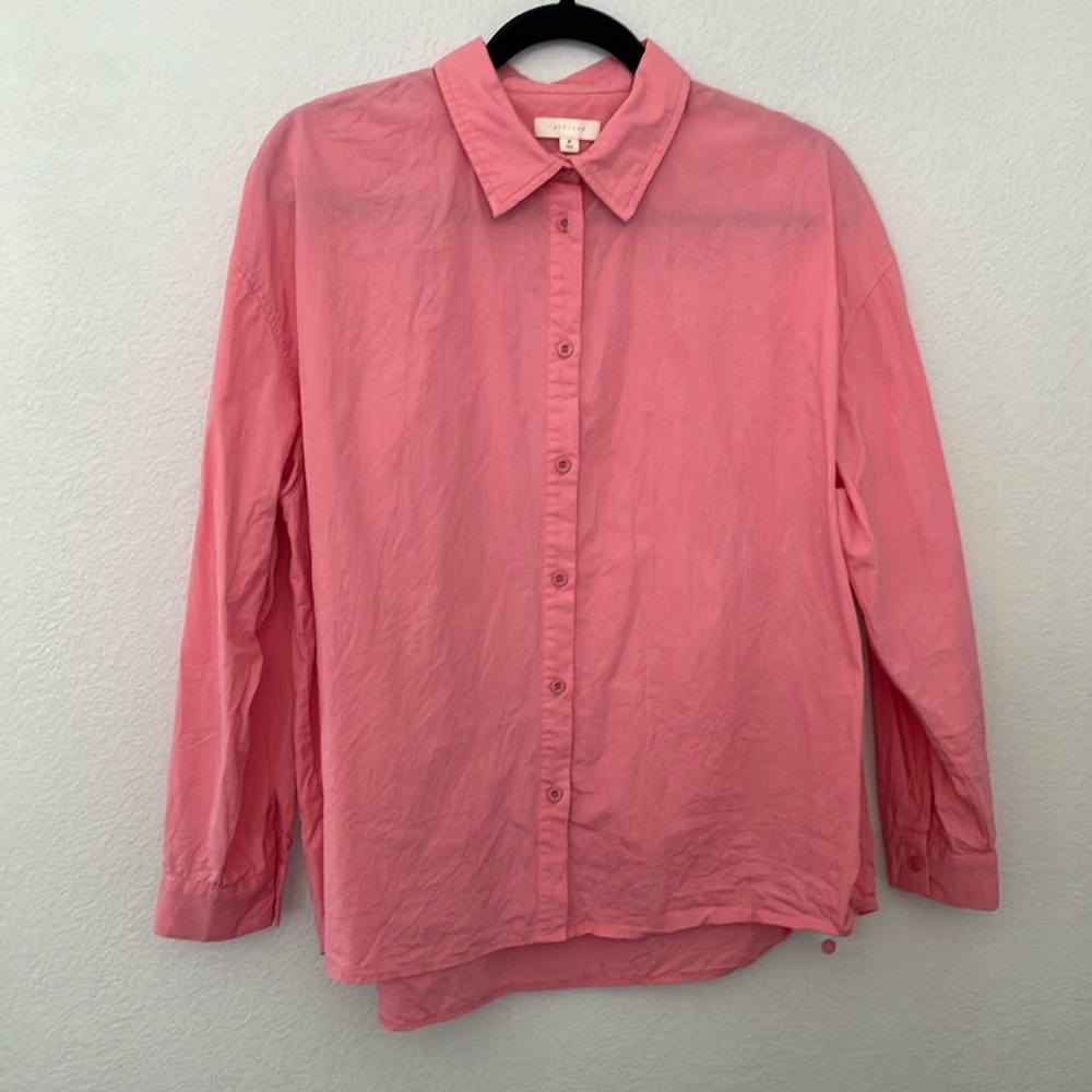 Women's Pink Salmon 100% Cotton Button Down Shirt Medium